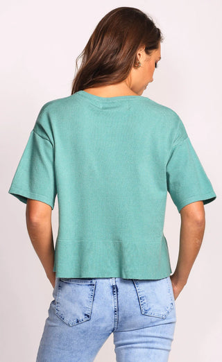 Light Gray The Cecelia Top in Cool Mint