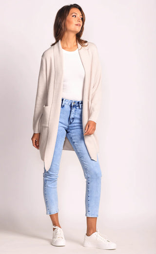 Misty Rose The District Cardigan in Light Grey