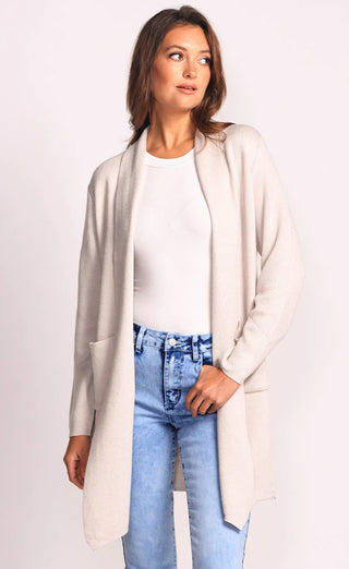 Misty Rose The District Cardigan in Light Grey