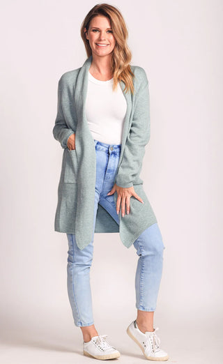 Antique White The District Cardigan in Coastal Aloe