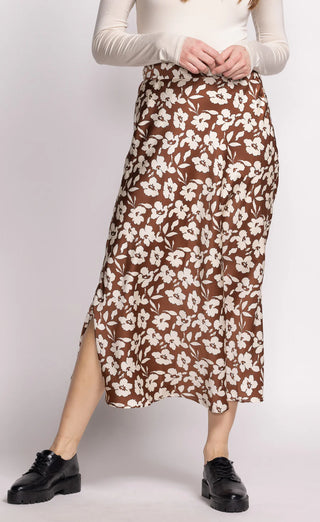 Kelly Floral Skirt in Brown