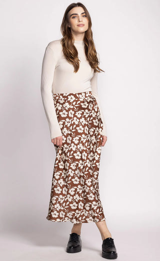 Kelly Floral Skirt in Brown