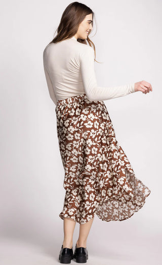 Kelly Floral Skirt in Brown