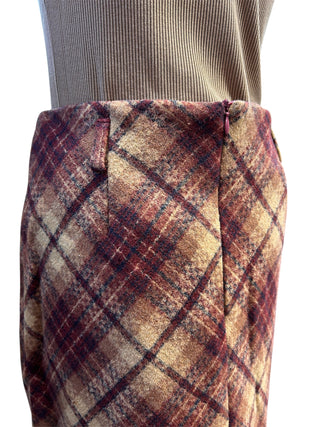 Marlee Camel Plaid Midi Skirt