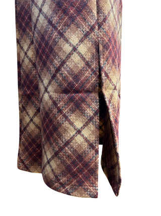 Marlee Camel Plaid Midi Skirt