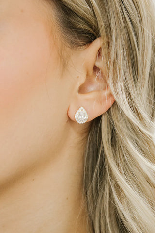 Teardrop Stud Earrings | Silver