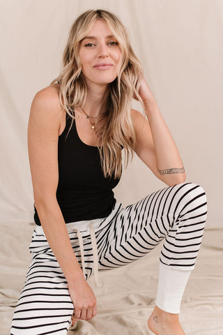 Gray Ivory Striped Joggers