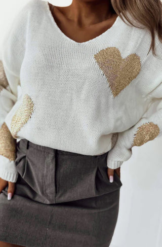 Gray Hearts of Gold Sweater