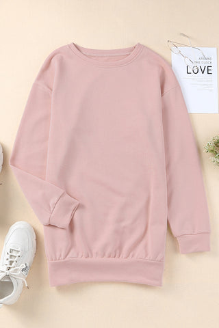 Light Gray Pink Snap Crew Neck Sweatshirt