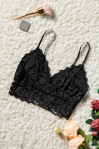 Light Gray Black Lace Bralette