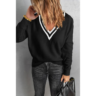 Dark Slate Gray Stauffer V-Neck Sweater