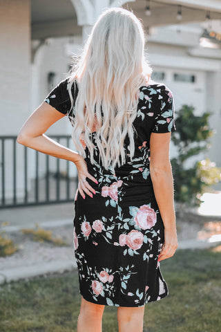 Dark Gray Jessie Floral Dress