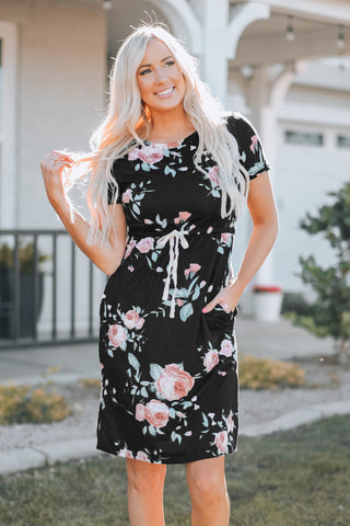 Dark Gray Jessie Floral Dress