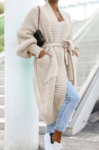 Light Gray Rachelle Knit + Belted Cardigan