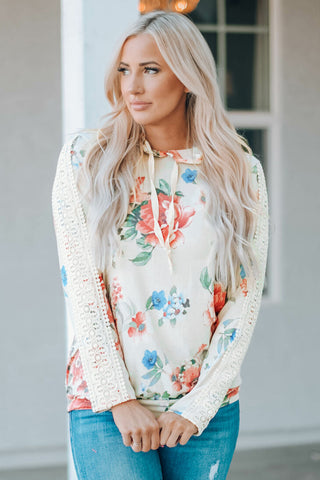 Gray Rosalie Floral Print Hoodie