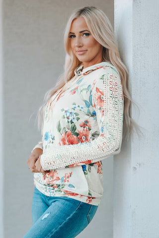 Gray Rosalie Floral Print Hoodie