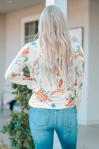 Gray Rosalie Floral Print Hoodie