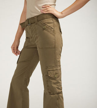 Light Gray Y2K Cargo in Military Green by Silver Jeans Co.