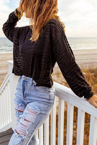 Light Gray Zebra Mesh Top