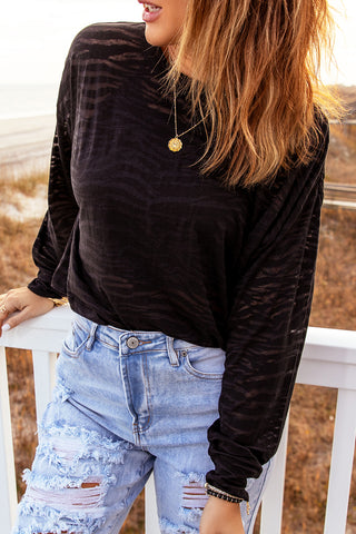 Black Zebra Mesh Top