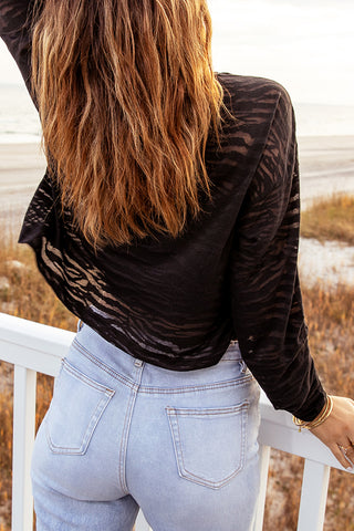 Gray Zebra Mesh Top