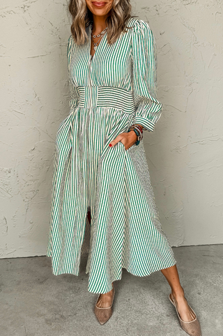 Cotton Stripe Midi Dress