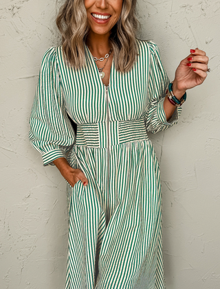 Cotton Stripe Midi Dress