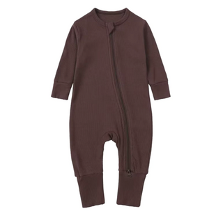 Long Sleeve Ribbed Bamboo Sleeper | Cocoa Brown