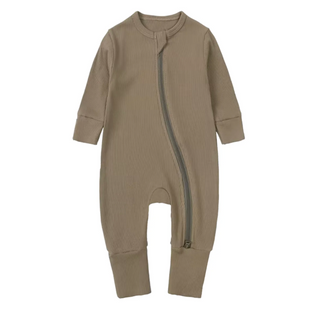 Long Sleeve Ribbed Bamboo Sleeper | Latte Taupe