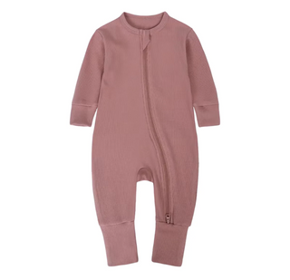 Long Sleeve Ribbed Bamboo Sleeper | Dusty Pink