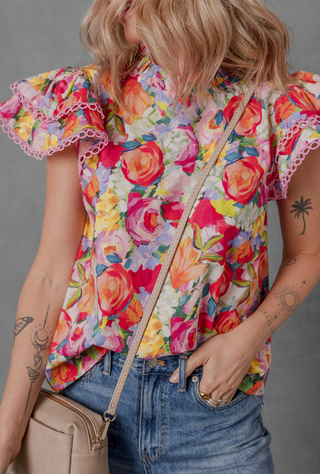 Wild Roses Cotton Blouse