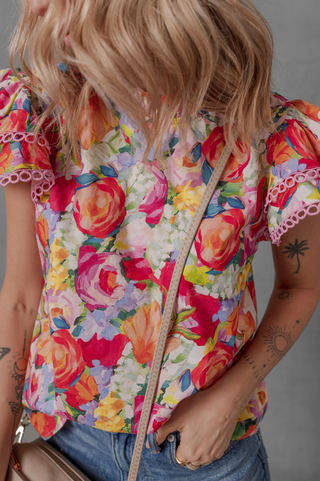 Wild Roses Cotton Blouse