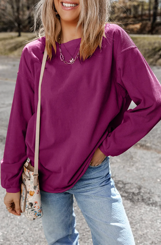The Corduroy Sweatshirt | Fuchsia