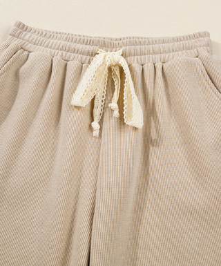 Oatmeal & Lace Corduroy Set | Hoodie + Pants