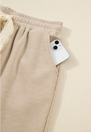 Oatmeal & Lace Corduroy Set | Hoodie + Pants