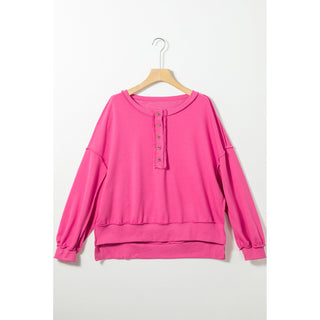 Misty Rose Strawberry Henley Sweatshirt