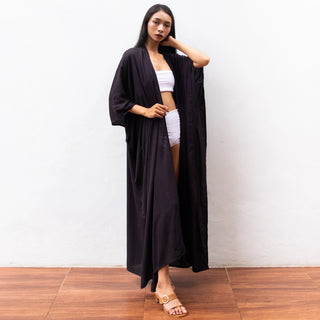 Black The Classic Tie-Waist Kimono (Black Licorice)