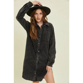 Light Gray The Corduroy Shirt Dress (Black)