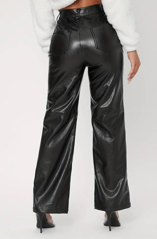 Xenia Faux Leather Wide Leg Trousers