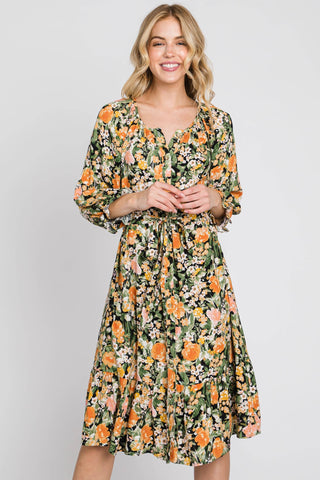 Light Gray Samantha Floral Midi Dress