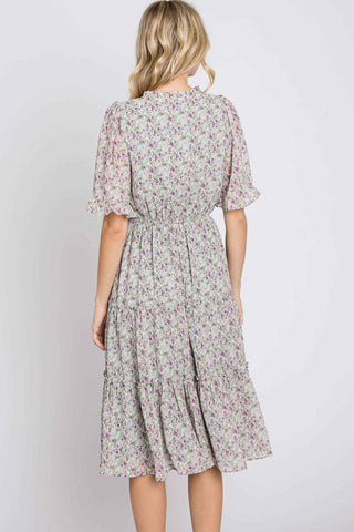 Light Gray Field of Flowers Dress