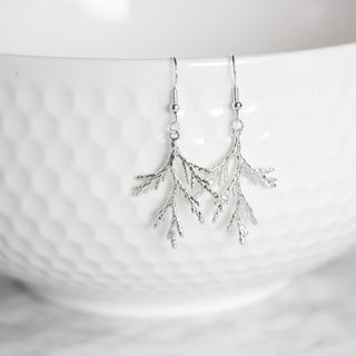 Light Gray Juniper Branch Earrings