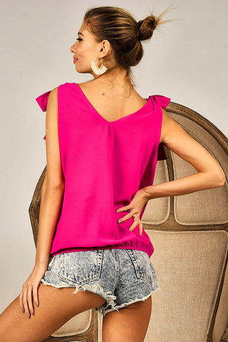 Zinnia Hot Pink Ribbon-Tie Top