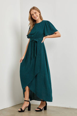 Light Gray Hunter Green Midi Dress