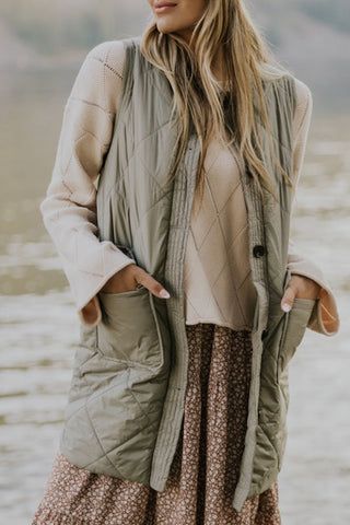 Nature Song Quilted Long Vest