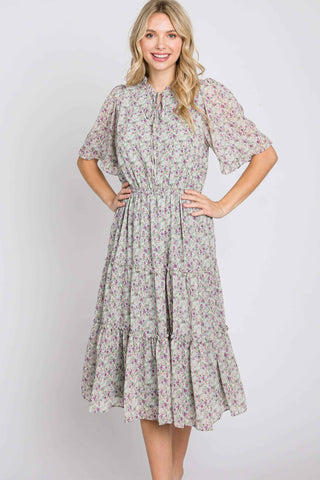 Light Gray Field of Flowers Dress