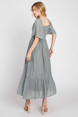 Light Gray Ruth Smocked Maxi Dress