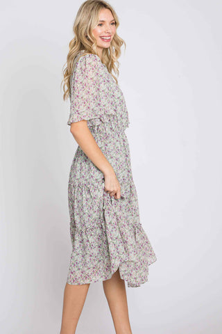 Light Gray Field of Flowers Dress