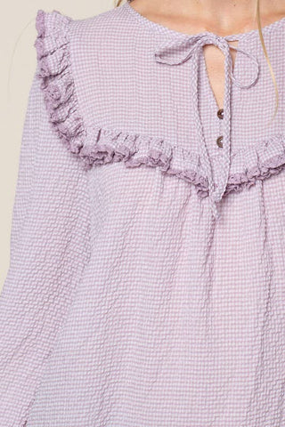 Thistle Frilly Gingham Top (Lavender)