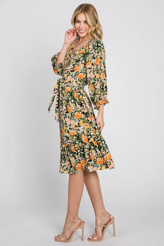 Light Gray Samantha Floral Midi Dress